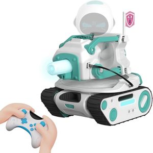 Panxer+Maticontroller - RC Battle Tank Compatible with Eilik Robots Blue/Pink/DQ/Sliver, Crawler Car Toys with LED Lights and 2.4Ghz Remote Control, Single and Multi-Player Mode, Exclude Eilik Robot.